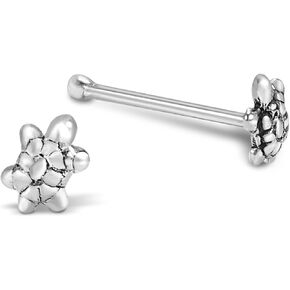 AeraVida 22G A Pair of Adorable Turtles Oxidized Sterling Silver Nose Ring | Turtle Nose Ring Stud | Turtle Nose Piercing Jewelry | Nose Ring Bone Stud Small in Saudi Arabia