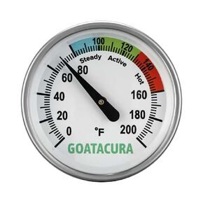 Compost Soil Thermometer, 304 Stainless Steel Case and Probe,1.75" Dial Size, 16" Stem Length, 0-200 Deg F, 3 Temperature Zones in Kuwait