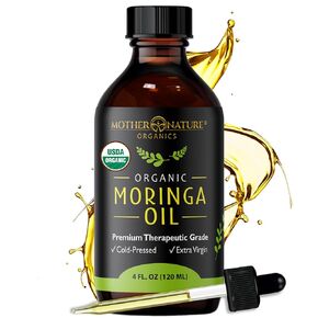 Organic Moringa Oil for Hair & Skin - Cold Pressed, Pure Face Oil for Glow, Hydration & Frizz Control - 4oz in Kuwait