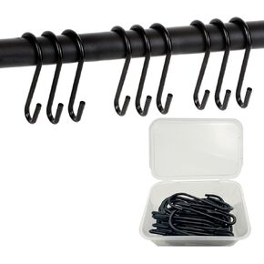 خطافات S للتعليق 2.5 بوصة 32 قطعة، خطافات تعليق سوداء، خطافات وعاء معلقة، خطافات معدنية، خطافات لتعليق النباتات، خطافات على شكل S لأواني المطبخ، أواني الملابس، أكياس المناشف، النباتات in Kuwait