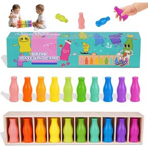 لعبة مطابقة ألوان الزجاجة من ATOYUS، ألعاب مونتيسوري للأطفال الصغار بعمر 3 سنوات فما فوق، لعبة لوحة عائلية من 2 إلى 4 لاعبين للأطفال والكبار أثناء السفر والتخييم وحفلات العطلات، هدايا عيد الميلاد للأولاد والبنات in Kuwait