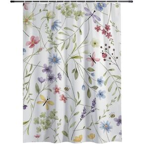 كرمة الفراشة يطبع ستارة دش خمر مع السنانير، الصيف للماء ستارة دش لطيف، قابل للغسل النسيج عطلة ستائر أنيقة للحمام لقضاء عطلة الحمام ديكو 72x72 في in Kuwait