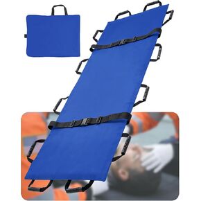 نقالة نقل محمولة مع 12 مقبضًا مطاطيًا وحقيبة حمل - قابلة للطي للمريض في حالات الطوارئ ومحرك للحيوانات للإسعافات الأولية للإنقاذ، سعة 400 رطل، مثالية للمنزل والمستشفيات والاستخدام الخارجي (أزرق) in Kuwait