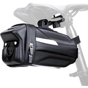 حقيبة مقعد الدراجة، حقيبة دراجة قابلة للتوسيع تحت المقعد، حقيبة سرج دراجة ذات هيكل صلب ثلاثي الأبعاد مقاومة للماء مع مادة عاكسة، سحاب ذاتي القفل، جيب داخلي، 1.6-2 لتر in Kuwait