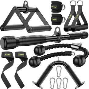 Cable Attachments for Gym, LAT Pulldown & Cable Machine Attachment Set: V-Shaped Bar, Rotating Straight Bar, V Rotation Handle, Nylon Tricep Rope, Ankle Straps & Handles, Home Gym in Kuwait