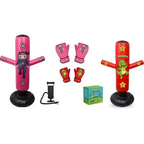 مجموعات الملاكمة - 1 تشومي دينو (48 بوصة) + 1 كيس ملاكمة بونشو نينجا (63 بوصة) للأطفال - مجموعة كاملة للملاكمة قابلة للنفخ للأعمار من 3 إلى 12 عامًا مع قفازات ومضخات وكتاب إلكتروني للتدريب in Kuwait