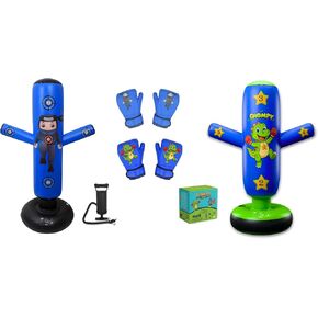 مجموعات الملاكمة - 1 تشومي دينو (48 بوصة) + 1 كيس ملاكمة بونشو نينجا (63 بوصة) للأطفال - مجموعة كاملة للملاكمة قابلة للنفخ للأعمار من 3 إلى 12 عامًا مع قفازات ومضخات وكتاب إلكتروني للتدريب in Kuwait