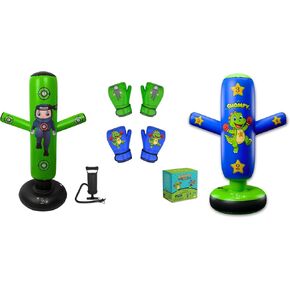 مجموعات الملاكمة - 1 تشومي دينو (48 بوصة) + 1 كيس ملاكمة بونشو نينجا (63 بوصة) للأطفال - مجموعة كاملة للملاكمة قابلة للنفخ للأعمار من 3 إلى 12 عامًا مع قفازات ومضخات وكتاب إلكتروني للتدريب in Kuwait