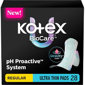 Kotex BioCare Ultra Thin Overnight Pads with Wings, Heavy Absorbency, 20 Count (Packaging May Vary) in Kuwait