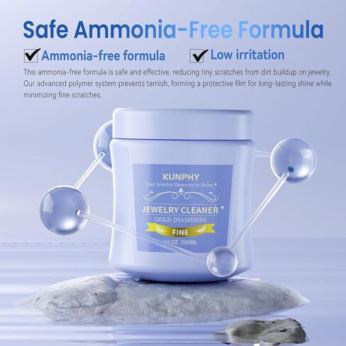 محلول تنظيف التجنيب بالموجات فوق الصوتية 250 مل من KUNPHY لتنظيف طقم الأسنان بالموجات فوق الصوتية ومحلول تنظيف المجوهرات 300 مل للحلقات الذهبية والفضية in Kuwait