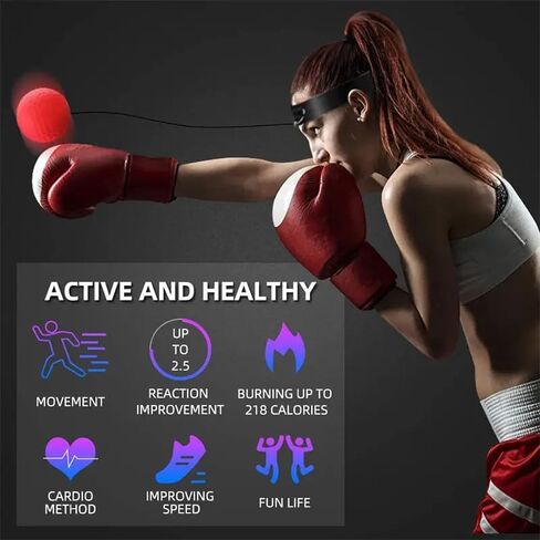 Boxing Reflex Ball, Boxing Training Ball with Adjustable Headband and Hand Wraps Improve Hand Eye Coordination, Punching Speed, Fight Reaction, Fitnes, Boxing Equipment in Saudi Arabia