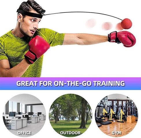 Boxing Reflex Ball, Boxing Training Ball with Adjustable Headband and Hand Wraps Improve Hand Eye Coordination, Punching Speed, Fight Reaction, Fitnes, Boxing Equipment in Saudi Arabia