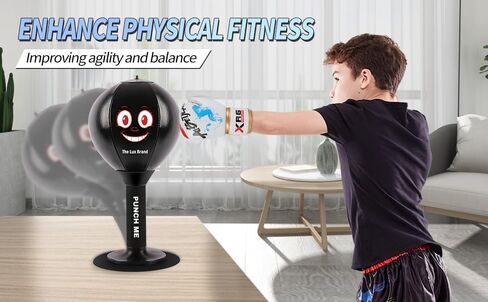 Desktop Rage Bag, Premium Quality Kids Punching Bag. Super Strong Spring Flexibility, Punching Bag for Kids, Super Strong Suction on Smooth Surfaces, Kids&Adults (Dark Black) in Saudi Arabia