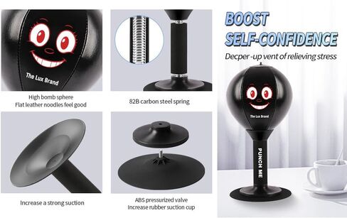 Desktop Rage Bag, Premium Quality Kids Punching Bag. Super Strong Spring Flexibility, Punching Bag for Kids, Super Strong Suction on Smooth Surfaces, Kids&Adults (Dark Black) in Saudi Arabia