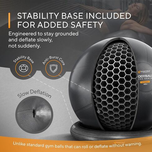 MANTRA SPORTS Yoga Exercise Ball Chair for Office Desk with Base, Ideal for Pregnancy, Birthing, Stability Exercises & Fitness. Swiss Stability Birth Ball for Labor, Gym & Workouts. in Saudi Arabia