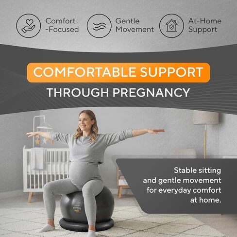 MANTRA SPORTS Yoga Exercise Ball Chair for Office Desk with Base, Ideal for Pregnancy, Birthing, Stability Exercises & Fitness. Swiss Stability Birth Ball for Labor, Gym & Workouts. in Saudi Arabia