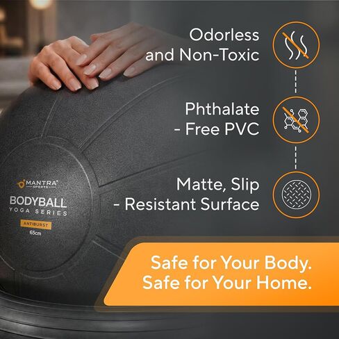 MANTRA SPORTS Yoga Exercise Ball Chair for Office Desk with Base, Ideal for Pregnancy, Birthing, Stability Exercises & Fitness. Swiss Stability Birth Ball for Labor, Gym & Workouts. in Saudi Arabia