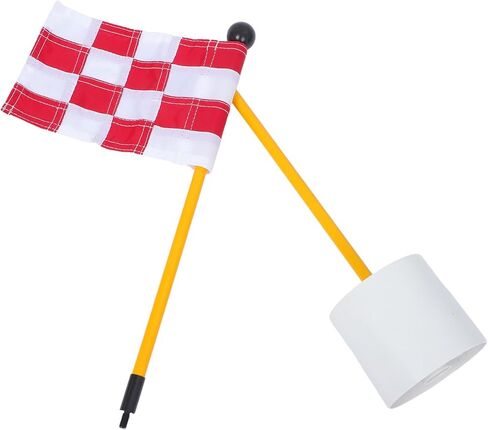 Golf Training Flag Kit with Red White Checkered Golf Pin Flags, Flagpoles and Bases for Driving Range Practice and Putting Green Training Equipment in Saudi Arabia