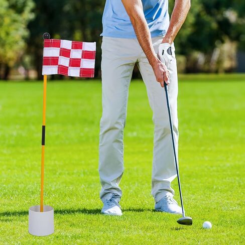 Golf Pin Flags Set with Red White Checkered Nylon, Golf Training Aid and Course Flag Kit for Driving Range and Practice in Saudi Arabia
