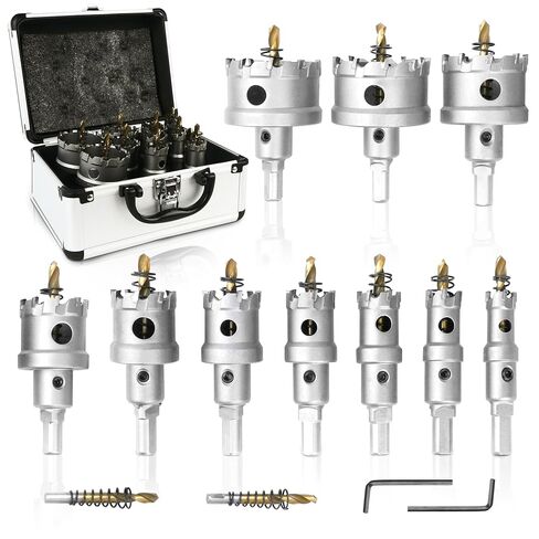17PCS Concrete Hole Saw Kit with 2 Drill Bits and SDS Plus & Max Shank, Masonry Hole Saw Kit Size 30 40 50 65 80 100 110 MM, Masonry Hole Saw Kit for Brick, Cement, Block, Concrete Drilling in Kuwait