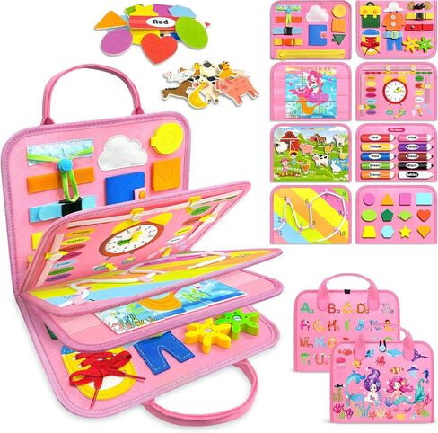 ألعاب Gojmzo مشغول ألعاب Montessori لـ 1 2 3 3 4 سنوات هدايا عيد ميلاد ، والكتب المزدحمة ألعابًا حسية للأطفال الصغار 1-3 ، ألعاب الفتاة الصغار سن 1-2 ، 2-4 ، أنشطة السفر التعليمية التعليمية in Kuwait