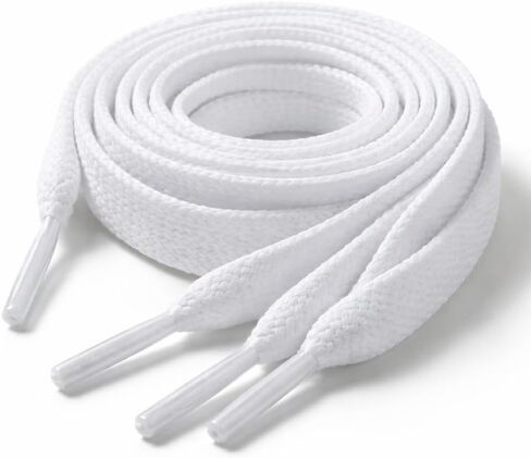 Flat Sneaker Shoelaces - Durable Athletic Shoelaces for running, Sports, casual Shoes - White/Red in Saudi Arabia