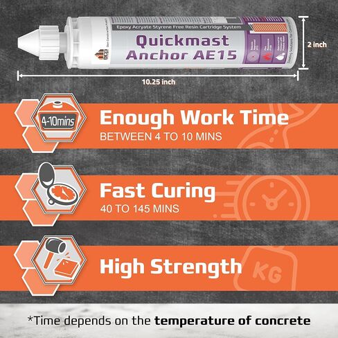 DCP Quickmast AE15 High-Strength Concrete Epoxy Anchoring System for Rebar & Threaded Rods with 3-Pack Replacement Nozzles in Saudi Arabia