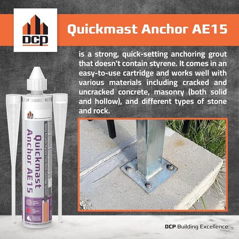 DCP Quickmast AE15 High-Strength Concrete Epoxy Anchoring System for Rebar & Threaded Rods with 3-Pack Replacement Nozzles in Saudi Arabia