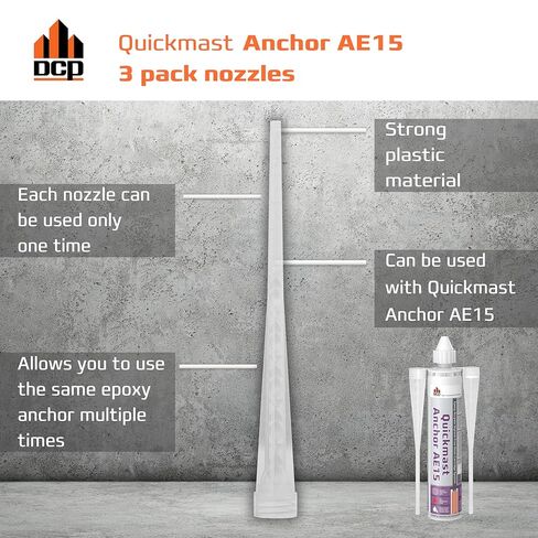 DCP Quickmast AE15 High-Strength Concrete Epoxy Anchoring System for Rebar & Threaded Rods with 3-Pack Replacement Nozzles in Saudi Arabia