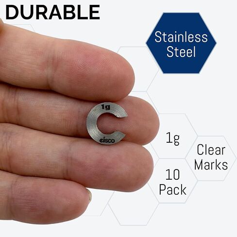 Eisco Labs - Spare 1g Slotted Mass - Stainless Steel, Precision Weight with 1/2" Outer Diameter, Slotted Design for Lab & Physics Experiments, Pack of 10 in Saudi Arabia