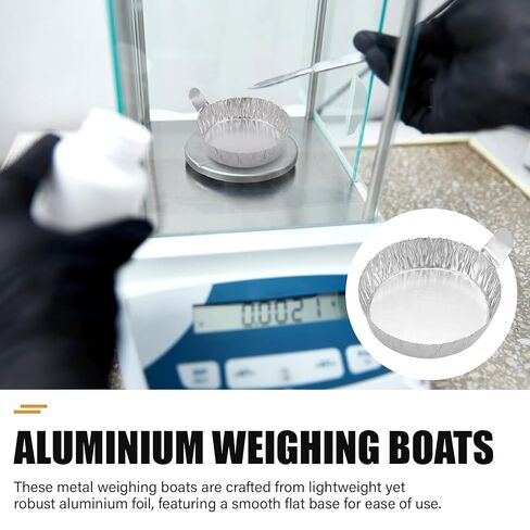 100PCS Aluminum Weighing Boats Reusable Foil Weighing Trays for Laboratory Use- Mini Sample Containers for Chemistry Scientific Applications in Kuwait