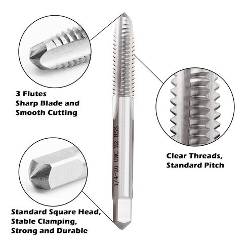 2pcs 1/4"-20 UNC High Speed Steel Tap Right Hand, M2 HSS Straight Fluted Machine Tap (1/4"-20) in Kuwait