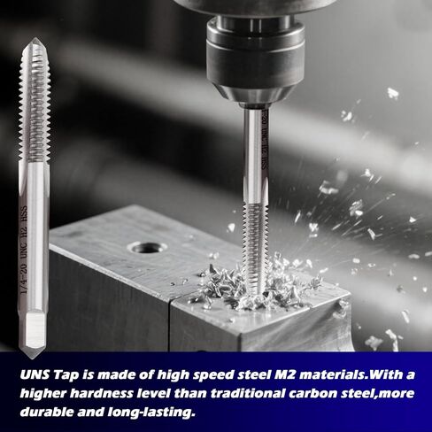 2pcs 1/4"-20 UNC High Speed Steel Tap Right Hand, M2 HSS Straight Fluted Machine Tap (1/4"-20) in Kuwait