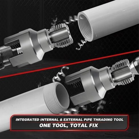 4 in 1 Water Pipe Wrench, Universal 4 in 1 Water Pipe Threader Set, 1/2'' 3/4''Pipes Tapping and Threading Tool Fits All Threads,Opener Compatible Electric Drill (1/2"+3/4') in Saudi Arabia