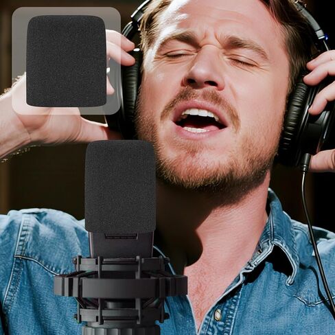 SOULWIT 2 قطعة ميكروفونات بوب فلتر لمكثف AKG Pro Audio C414 XLII/XLS، غطاء ميكروفون واقٍ من إسفنج الزجاج الأمامي - أسود in Saudi Arabia