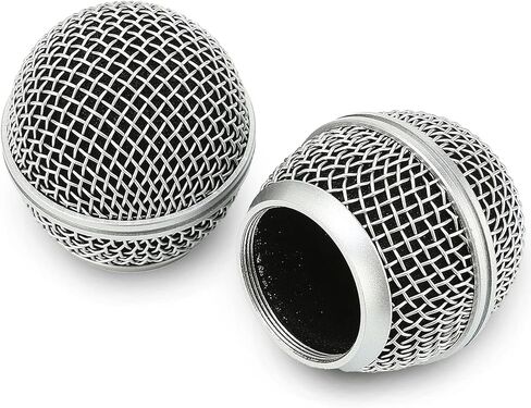 استبدال رأس الميكروفون، كرة شبكية مع رغوة داخلية، رؤوس بديلة شبكية فولاذية لـ Shure SM58 (4 قطع)، فضي، (QR-119) in Saudi Arabia