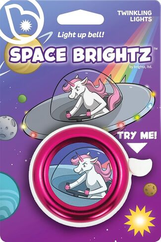 Space Brightz - جرس دراجة مضيء للأطفال للبنات - جرس دراجة وردي يونيكورن للأطفال، جرس دراجة للفتيات، جرس دراجة in Saudi Arabia