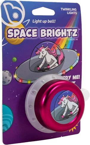 Space Brightz - جرس دراجة مضيء للأطفال للبنات - جرس دراجة وردي يونيكورن للأطفال، جرس دراجة للفتيات، جرس دراجة in Saudi Arabia
