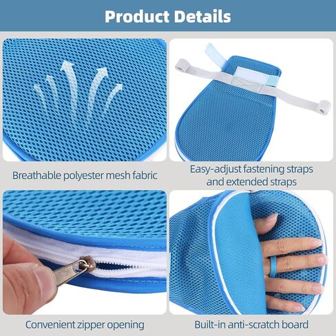 6.7 X 10.6 in Restraint Gloves, 2 Pcs Anti-Scratch Mitts for Elderly, Zippered Opening, Extended Straps, Finger Loops in Saudi Arabia