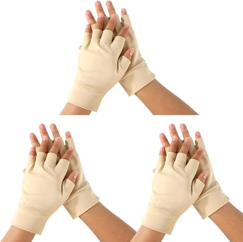 3 Pairs Protective Fingerless Gloves for Elderly, Nylon Skin Color Fingerless Gloves Practical Accessories for Protecting Thin Skin & Covering Bruises in Saudi Arabia