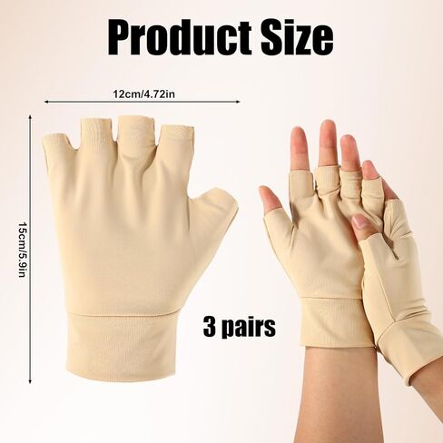 3 Pairs Protective Fingerless Gloves for Elderly, Nylon Skin Color Fingerless Gloves Practical Accessories for Protecting Thin Skin & Covering Bruises in Saudi Arabia