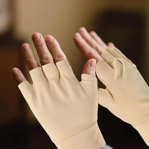 3 Pairs Protective Fingerless Gloves for Elderly, Nylon Skin Color Fingerless Gloves Practical Accessories for Protecting Thin Skin & Covering Bruises in Saudi Arabia