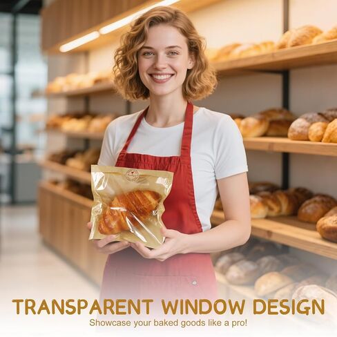 أكياس ساندويتش ورقية من SUREHOME، 100 قطعة مقاس 7.1 × 7.5 بوصة في أكياس ورقية بنية كرافت مع نافذة، حقيبة مخبز فردية بختم حراري مع حقيبة ملفات تعريف الارتباط الخاصة بالحفلات والوجبات الخفيفة وتغليف السلع المخبوزة in Kuwait