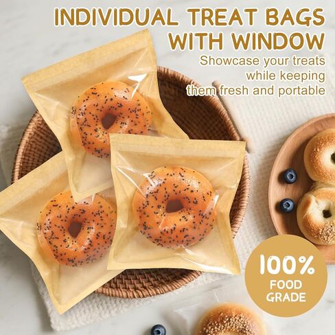 أكياس ساندويتش ورقية من SUREHOME، 100 قطعة مقاس 7.1 × 7.5 بوصة في أكياس ورقية بنية كرافت مع نافذة، حقيبة مخبز فردية بختم حراري مع حقيبة ملفات تعريف الارتباط الخاصة بالحفلات والوجبات الخفيفة وتغليف السلع المخبوزة in Kuwait