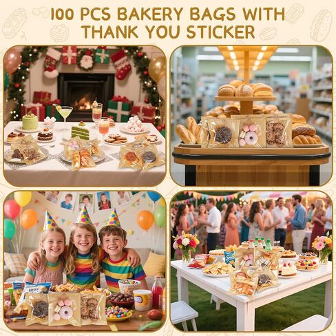 أكياس ساندويتش ورقية من SUREHOME، 100 قطعة مقاس 7.1 × 7.5 بوصة في أكياس ورقية بنية كرافت مع نافذة، حقيبة مخبز فردية بختم حراري مع حقيبة ملفات تعريف الارتباط الخاصة بالحفلات والوجبات الخفيفة وتغليف السلع المخبوزة in Kuwait