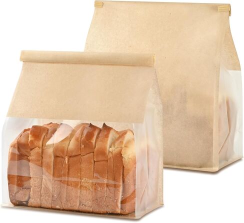 50 PCS Bread Bags for Homemade Breads, 11 x 5.1 x 3.9 Inches Bakery Bags with Tin Tie Tab Lock, Cookie Bags with Window for Pastry Bagel Packaging in Kuwait