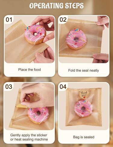 FireKylin 100 Pack Cookie Bags with Heat Sealing, 5.7 x 6.5 Inch Bakery Bags with Window, Grease Resistant Cookie Packing for Treats, Baked Goods, Bagel, Cake Slice, Sandwich (5.7"x6.5"-100pcs) in Kuwait