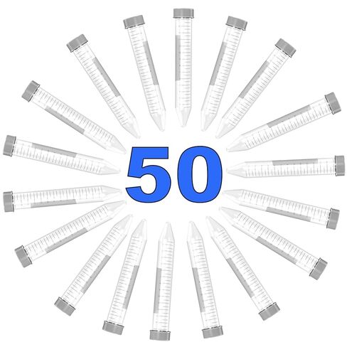 أنابيب طرد مركزي مخروطية من ONiLAB سعة 15 مل، 50 قطعة من أنابيب اختبار البلاستيك مع أغطية لولبية مانعة للتسرب، حاوية من مادة البولي بروبيلين مع بقعة متدرجة ومكتوبة، غير بيروجينية، خالية من DNase/RNase in Saudi Arabia
