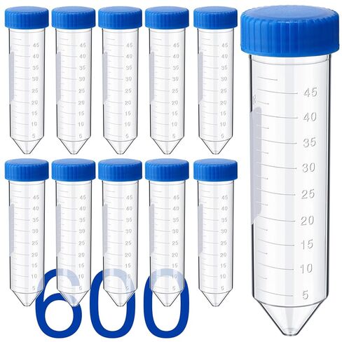 600 Pcs 50ml Plastic Centrifuge Test Tubes with Screw Caps and White Writing Labels Bulk Plastic Conical Test Tubes with Lids for Scientific Laboratory Graduation Markings in Kuwait