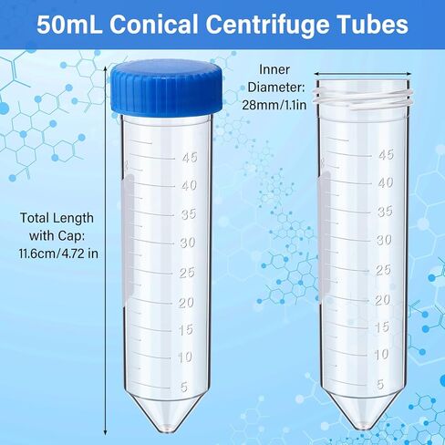 600 Pcs 50ml Plastic Centrifuge Test Tubes with Screw Caps and White Writing Labels Bulk Plastic Conical Test Tubes with Lids for Scientific Laboratory Graduation Markings in Kuwait